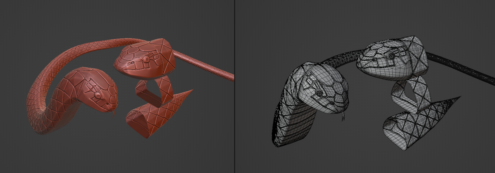 Cobra 3d modeling. How to make a low poly snake using Extrude + Curve  (Autodesk Maya tutorial) 