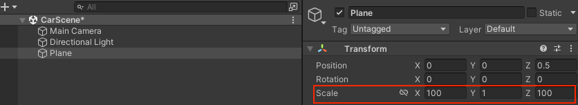 Selecting 100 in X-axis and Z-axis in the plane option